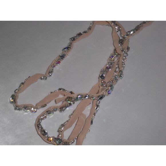 Rhinestone beaded Bridal shoulder strap Beaded Detachable beige spaghetti straps - Picture 2 of 7